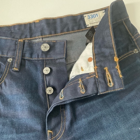 G-STAR RAW 3301 Women Shorts Straight Fit Summer Pure Cotton Blue Denim - Picture 4 of 8